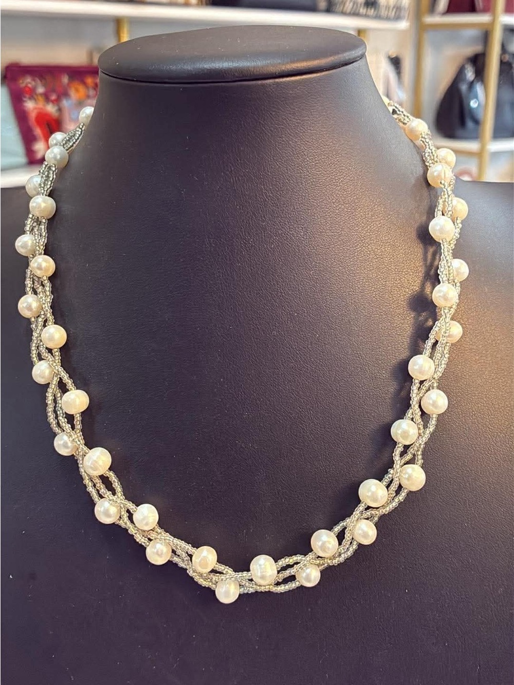 Genuine Pearl & Seed Bead Multi-Strand Necklace